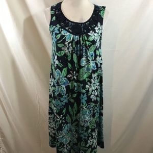 White Stag navy floral sleeveless dress - womens small, armpit to armpit = 16.5"